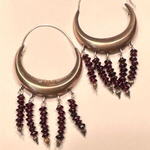 Danielle Cadef Garnet & Brass Earrings